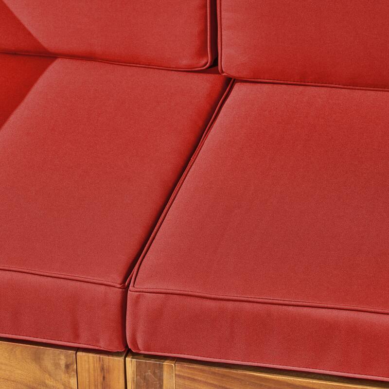 Malawi Outdoor 10-Piece U-Shaped Acacia Wood Sectional Sofa Set with Fire Pit by Christopher Knight Home