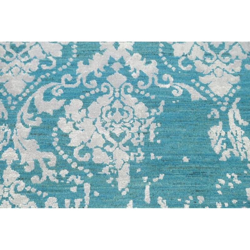 Wool/ Silk Vegetable Dye Distressed Versace Oriental Area Rug Handmade - 6'1" x 9'1"