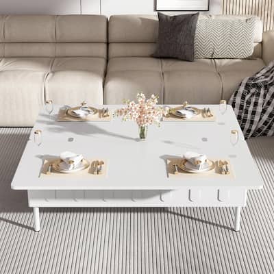 Lift-Top Coffee Table with 2 Drawers