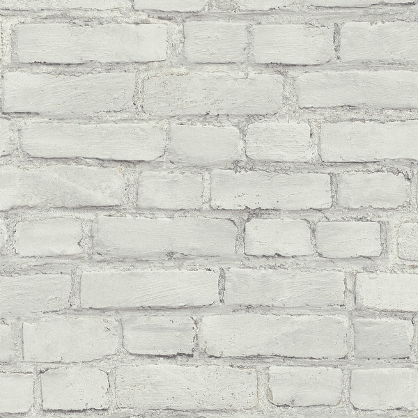 slide 2 of 10, Galerie Wallcoverings Bricks and More Collection Coastal Brick Effect Matte Finish Vinyl on Non-woven Wallpaper Roll 33-feet long x 21-inches wide - White