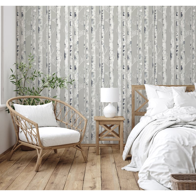 InHome Birchdale Grey Peel and Stick Wallpaper