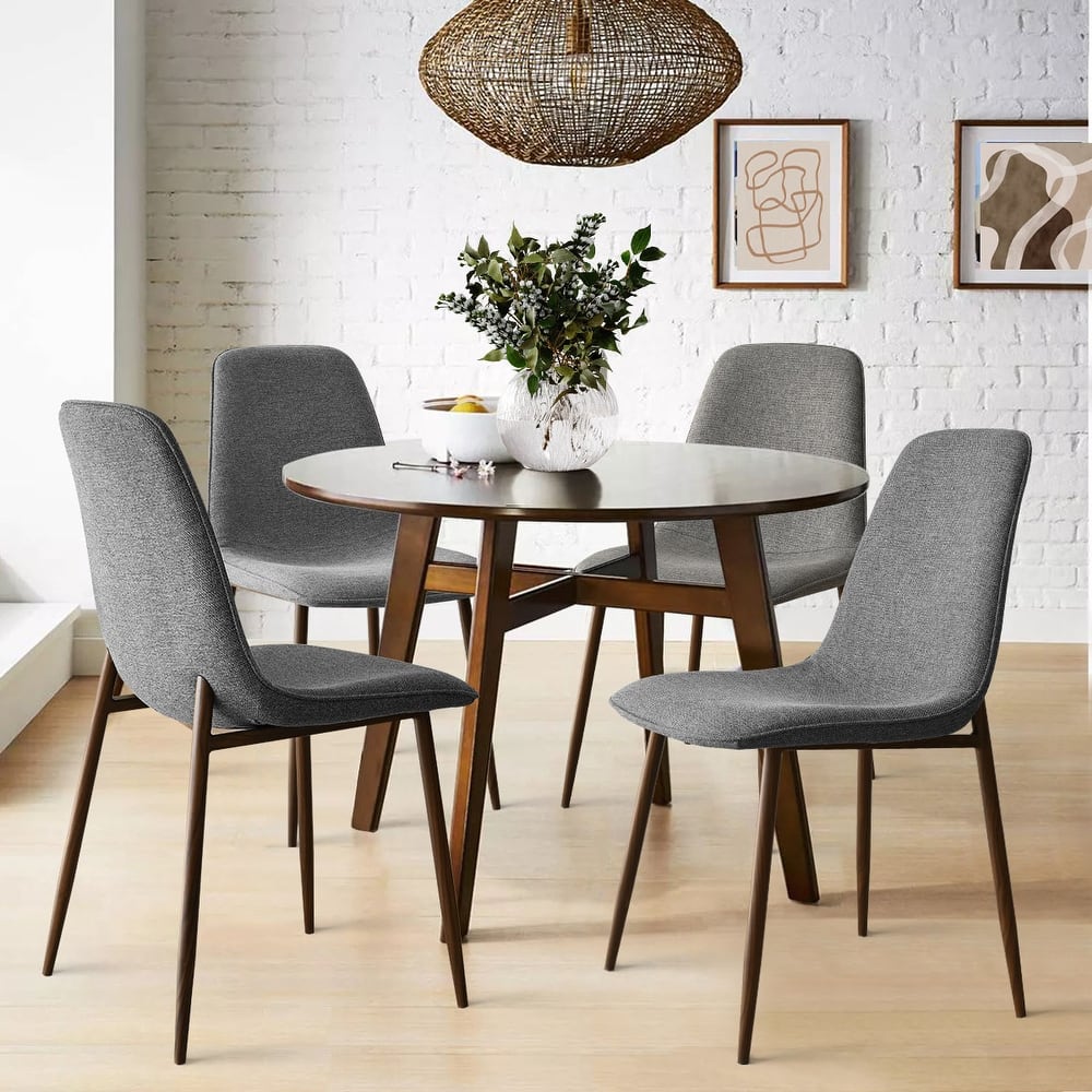 Modern Solid Back Side Dining Chair Walnut leg(Set of 4)