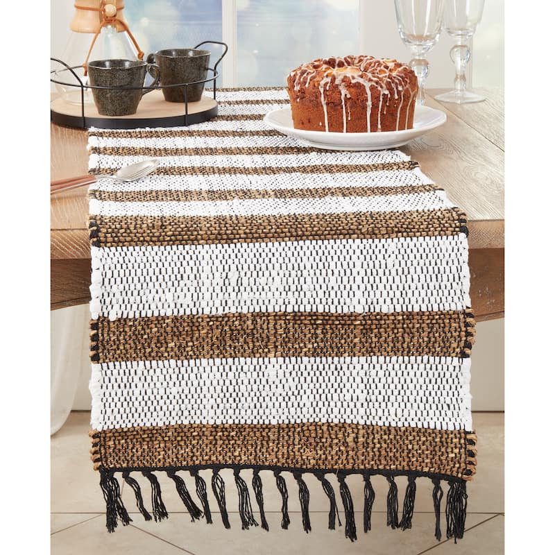 Ethnic-Inspired Striped Chindi Table Runner - 16"x72"