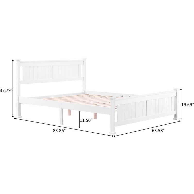 Classic Design Panel Bed Frame with Headboard - Queen