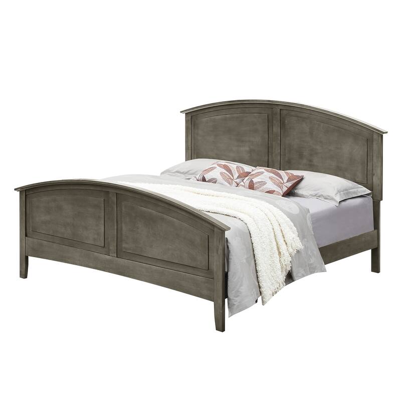 Wooden Curved Rail Full Panel Bed - 77" - Gray