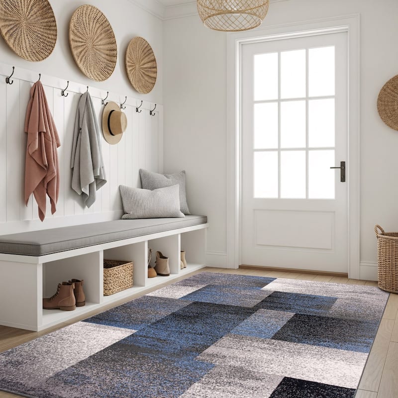 World Rug Gallery Modern Geometric Boxes Area Rug