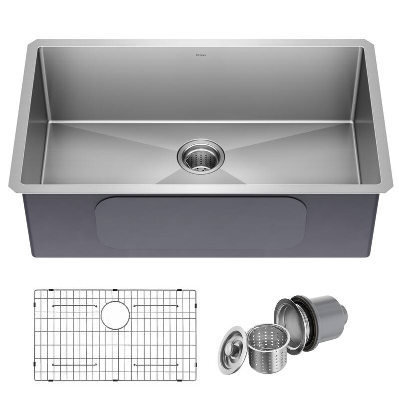 KRAUS Standart PRO Undermount Single Bowl Stainless Steel Kitchen Sink