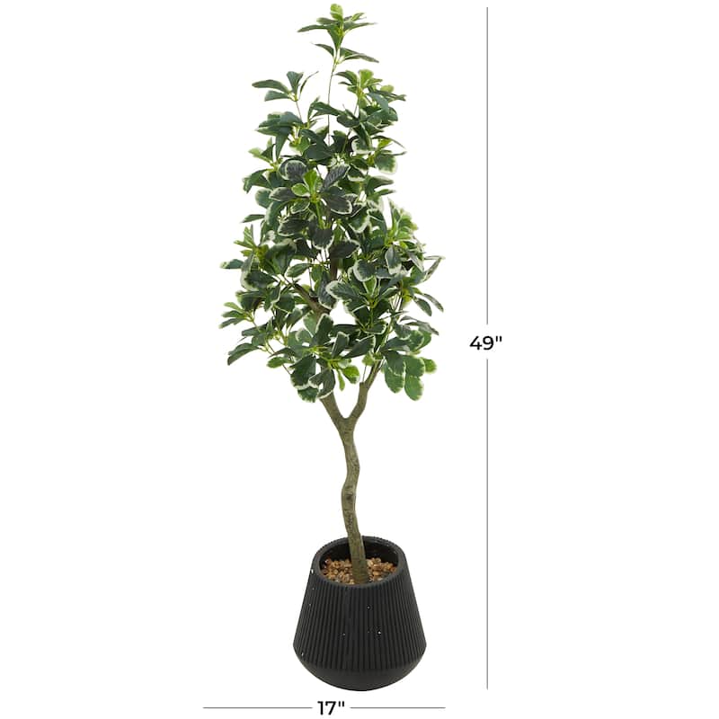 Green Faux Foliage Eucalyptus Artificial Tree with Realistic Leaves and Black Porcelain Pot