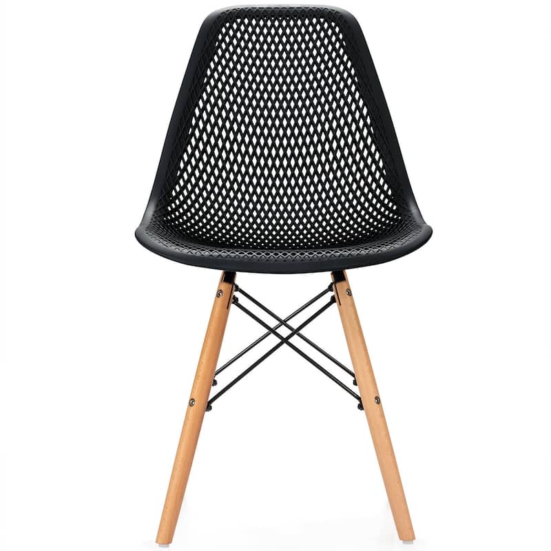 Set of 2 Mesh Dining Chairs with Beech Wood Legs and Ergonomic Curved Seat Ideal for Kitchen and Living Room