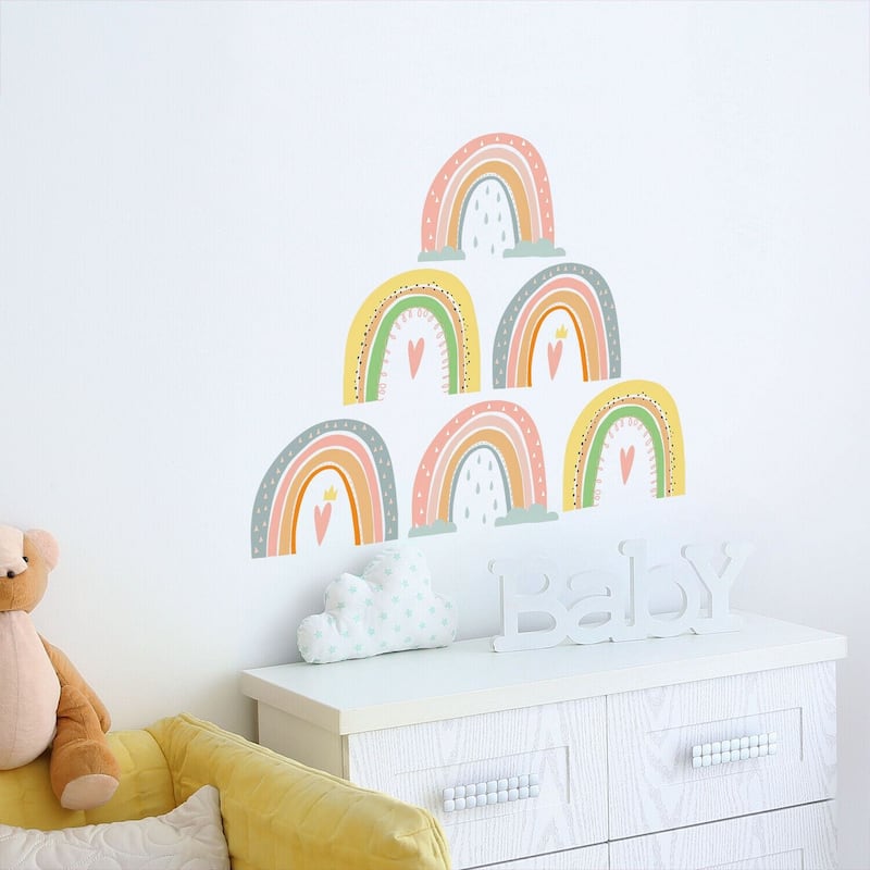 Walplus Hand-drawn Rainbows Children Kids Wall Sticker Nursery Decor