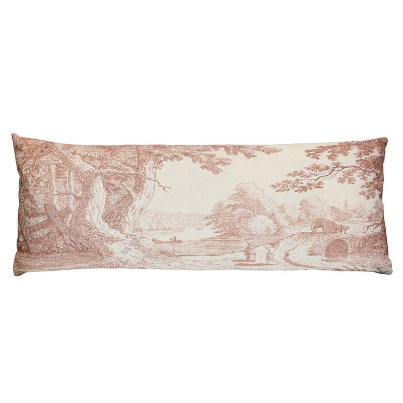 StyleCraft Reverie Toile Pillow - 36" x 14" - Roseate, Ivory