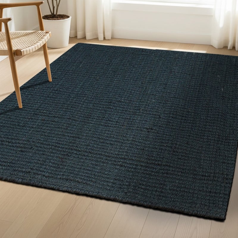 Delara Premium Handwoven Natural Fiber Area Rug Boucle 100% Jute excellent choice in high-traffic areas such as Living rooms - Charcoal - 7'.8" x 10'