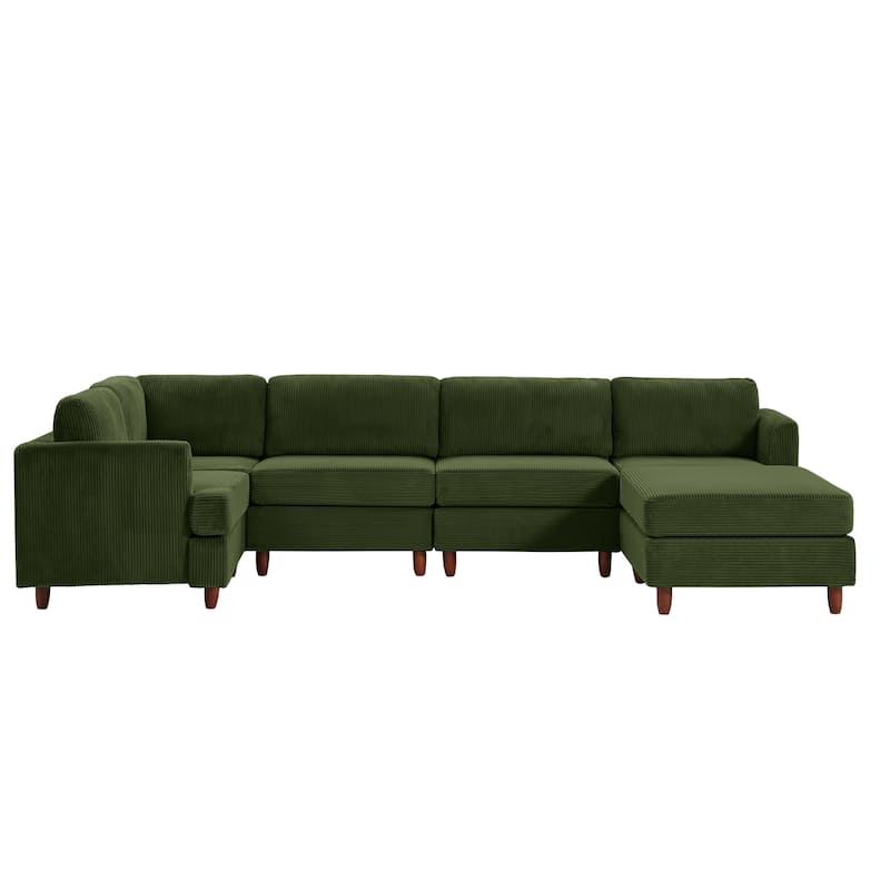 Roomfitters Modern Modular Sectional Sofa, 6-Seater Sleeper Couch with Upholstered Corduroy Design