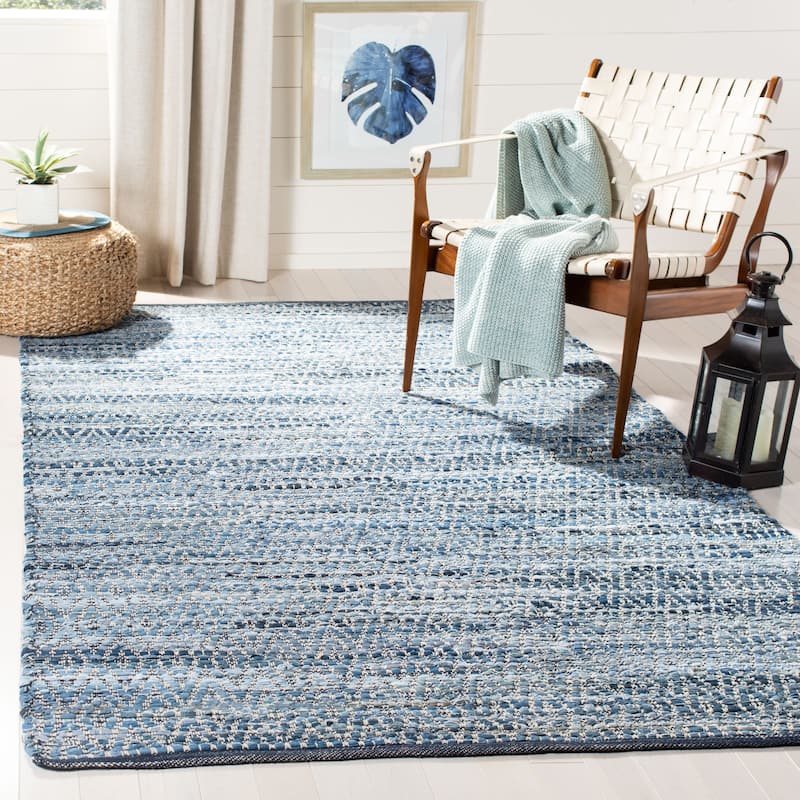 SAFAVIEH Handmade Montauk Pacey Casual Geometric Cotton Rug - 8' x 10' - Blue