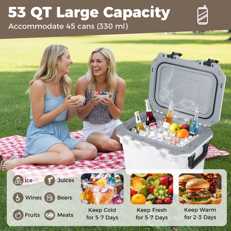 Costway 53 QT Ultra-Light Injection Molded Cooler with 2 Handles & - See Details
