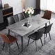 preview thumbnail 7 of 11, UNHO Modern Dining Table with Slate Stone Top and Metal Legs Rectangle - 47.2x27.5x30 inch Italian Gray