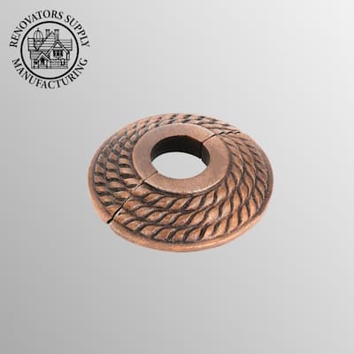Copper Oil Rubbed Finish Radiator Flange Triple Roped 3/4" (IPS) pipe flange: 1" I D; 3-1/8" OD Renovators Supply