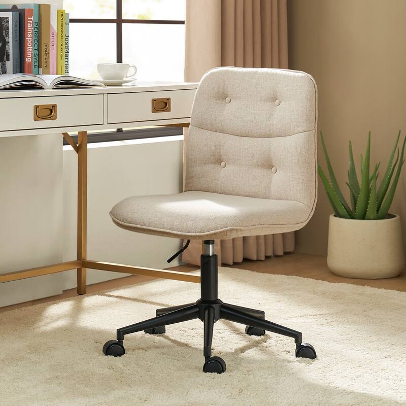 Klaus Upholstered Armless Swivel Task Chair with Tufted Back by HULALA HOME