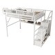 preview thumbnail 23 of 56, High Loft Bed Metal Bed Frame with Stairs Built-in Shelves and Wardrobe, Side Grid Rack, Light, Charging Station and Desk