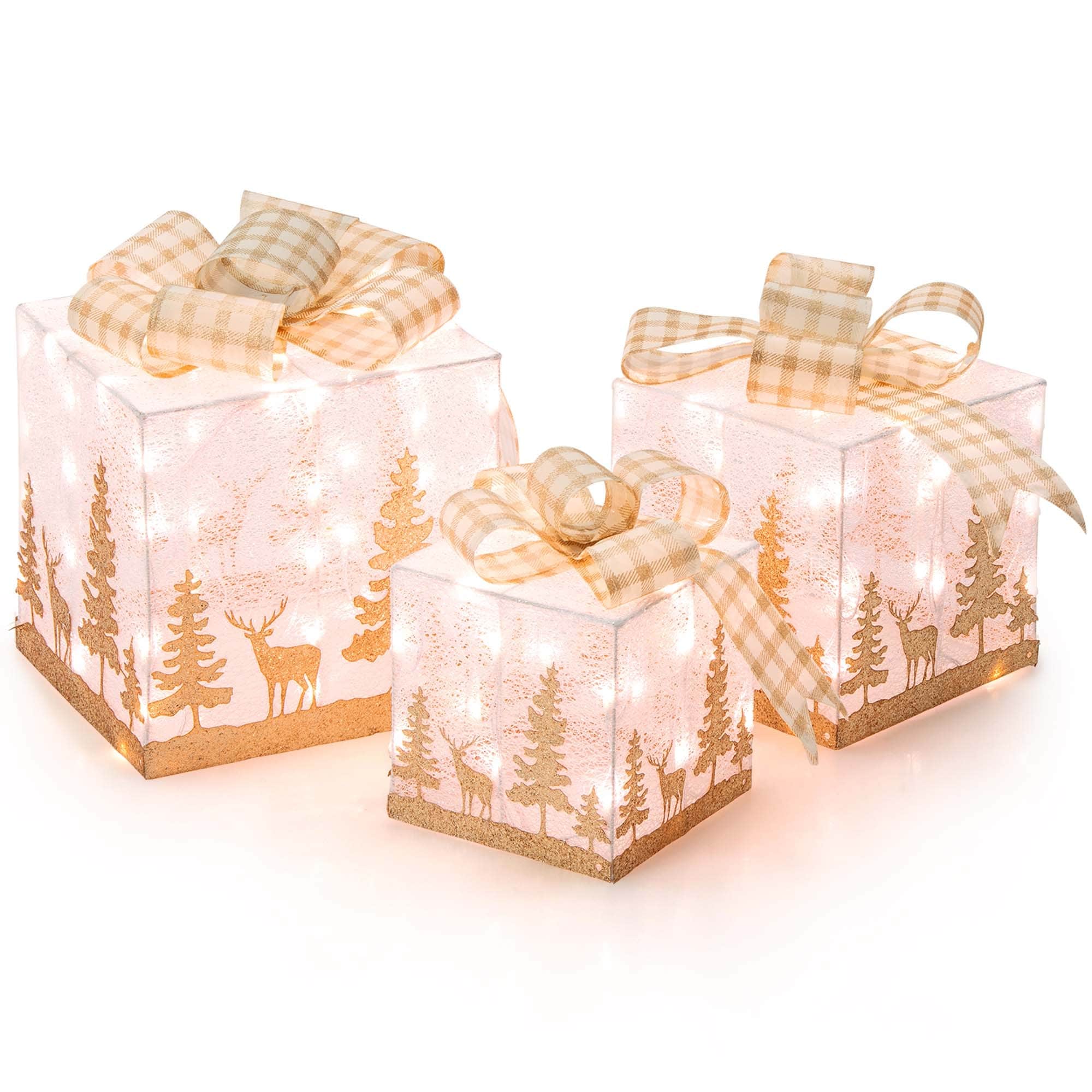 Pink light up christmas boxes on sale