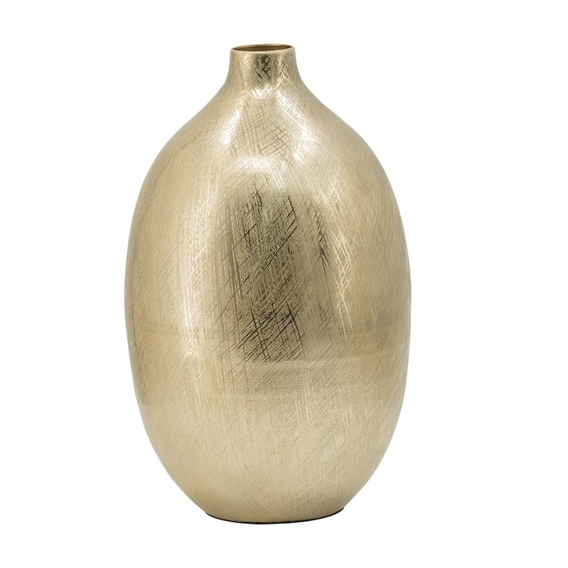 9x9x13.5" Aluminum Vase, Gold Streaks