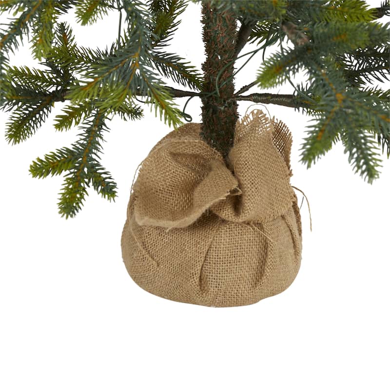 4” Pre-Lit Potted Fraser Fir Artificial Christmas Tree, LED Lights - 4 Foot