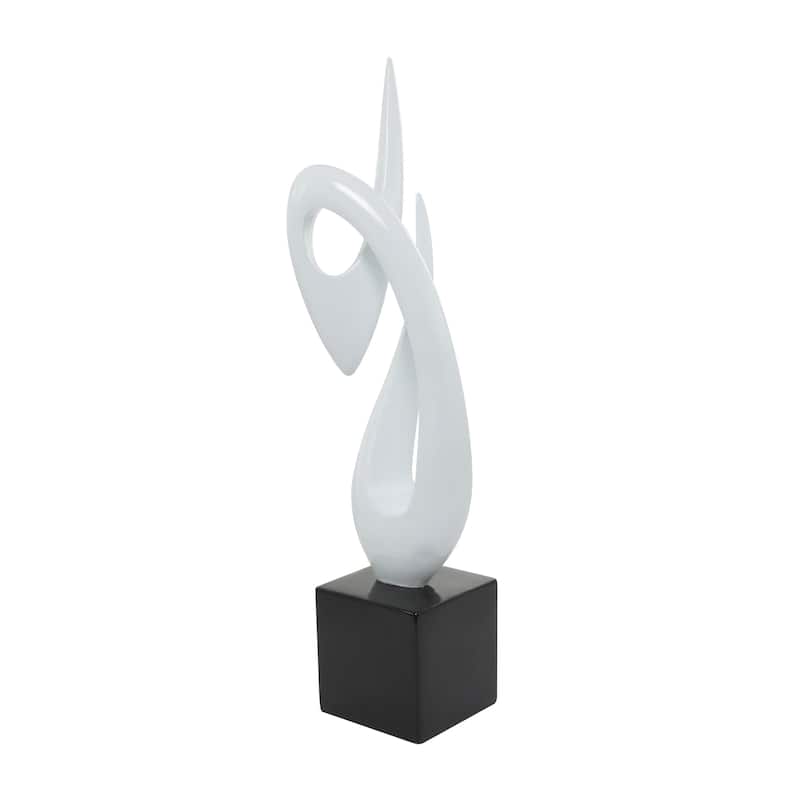 Polystone Abstract Swirl Decorative Sculpture with Black Base - Red, White - Roche River Decor