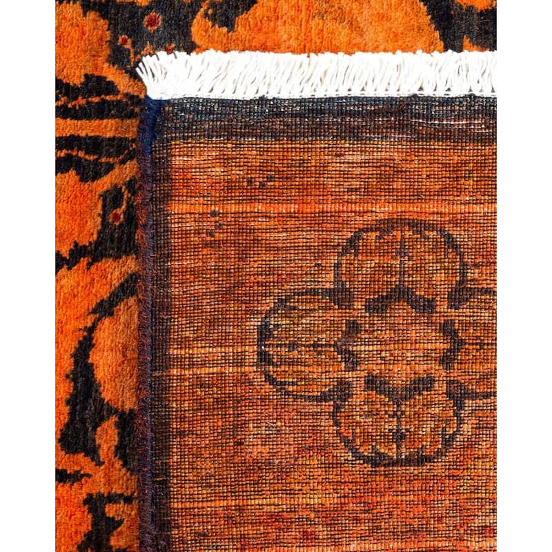 Overton Hand Knotted Wool Vintage Inspired Modern Contemporary Overdyed Orange Area Rug - 4' 1" x 6' 1"