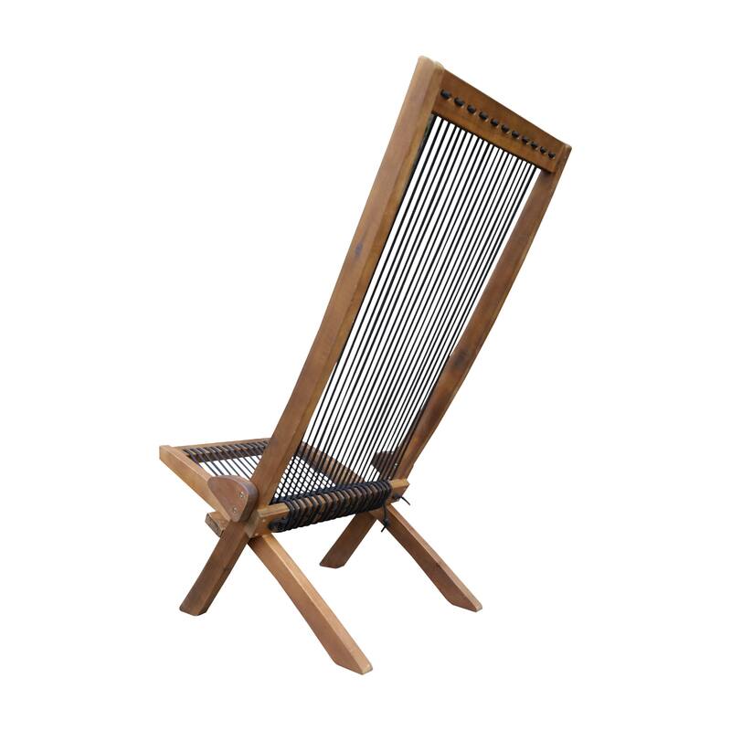 Outdoor Foldable Patio Roping Art Wooden Chair