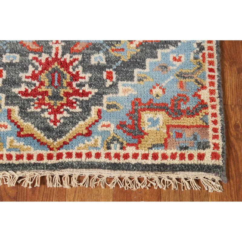 Hand Knotted Oriental 100% Wool Carpet Traditional Medallion Greys & Charcoal Heriz (serapi) Area Rug - 3' 0'' X 2' 0''
