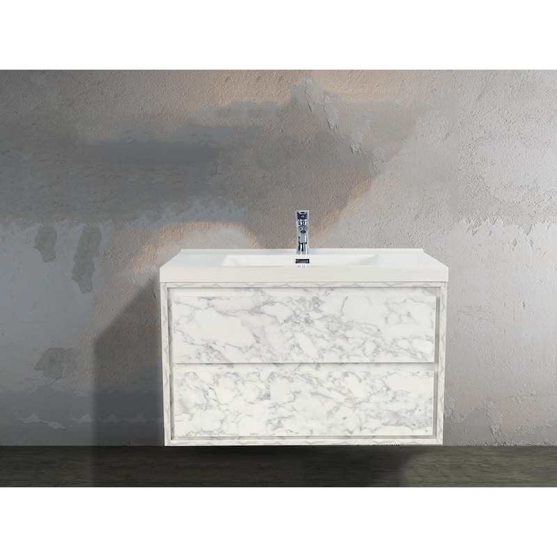 Sage 42" wall mounted bathroom vanity with single basin acrylic top