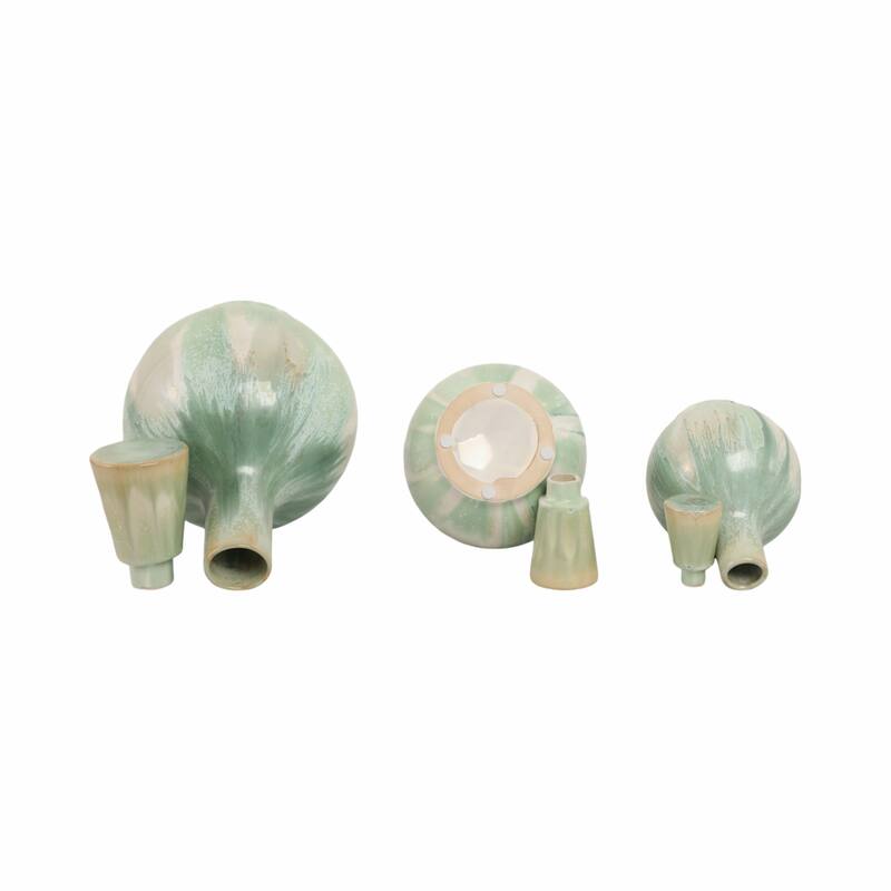 Glazed Ceramic Flower Vases - Set of 3, 14", 12", 9"
