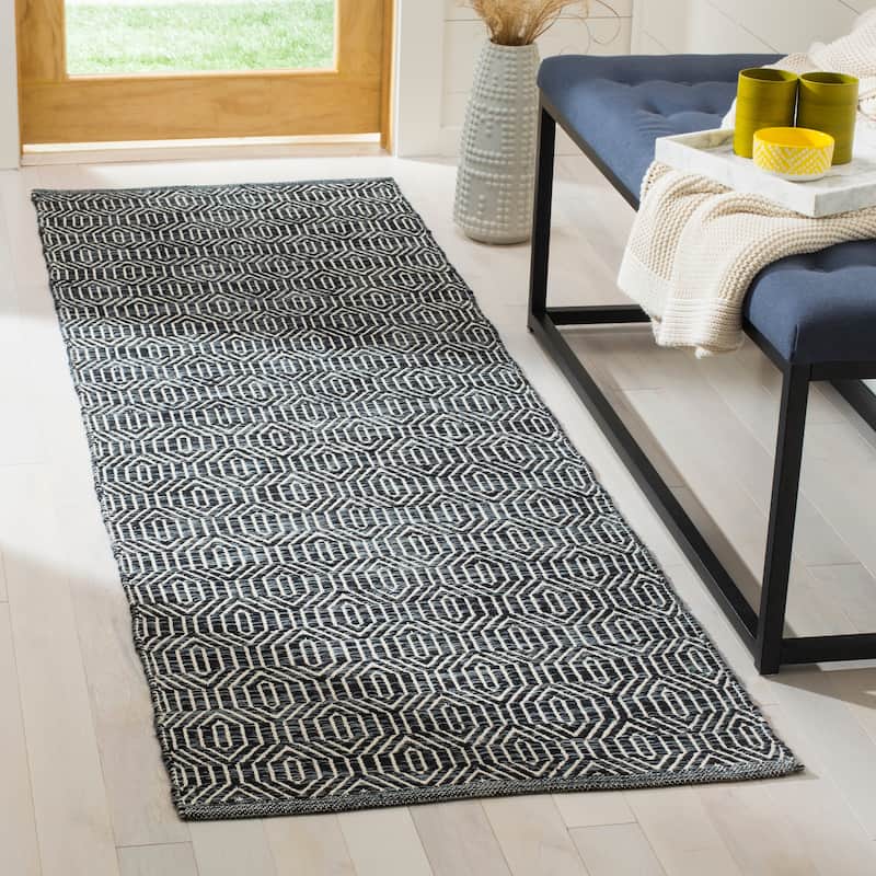 SAFAVIEH Handmade Flatweave Montauk Marston Sisal Casual Cotton Rug - 2'3" x 3'9" - Ivory/Dark Grey