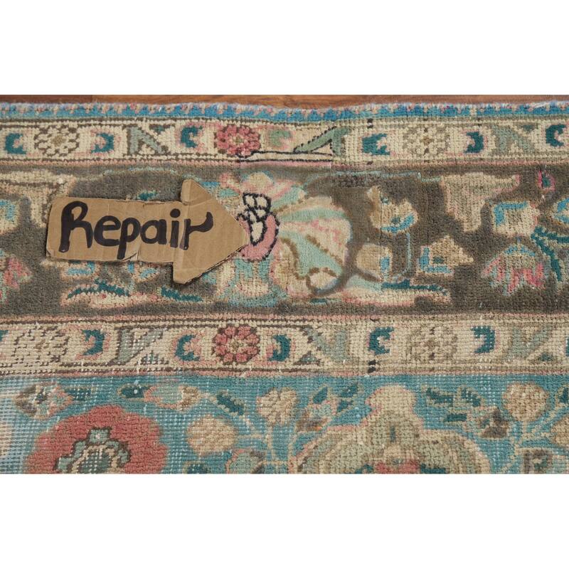 Pink Tabriz Persian Vintage Area Rug Hand-Knotted Wool Carpet - 6'6" x 10'4"