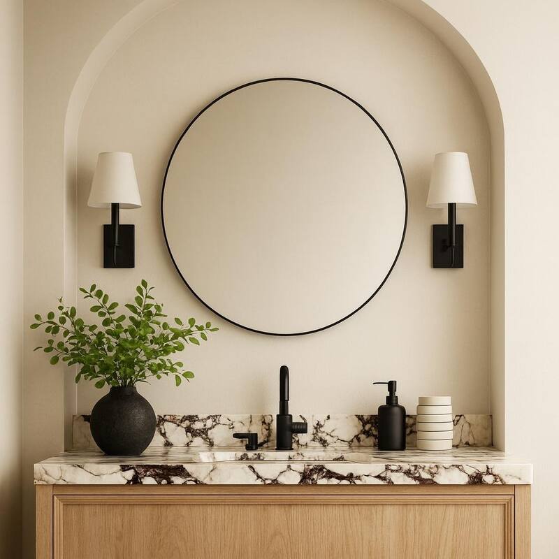 TEHOME Yolanta Round Metal Wall Mirror