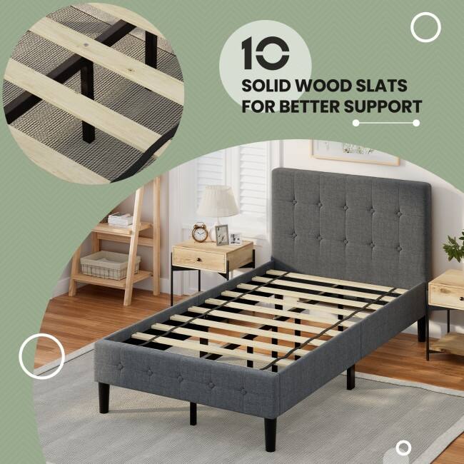 Platform Bed with Button Tufted Headboard