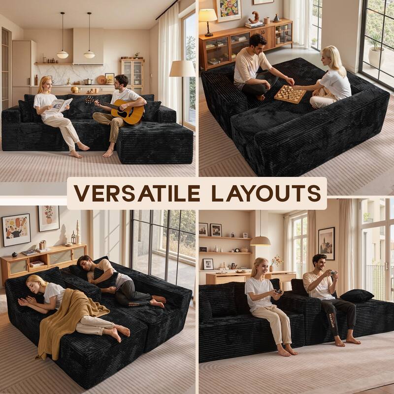 OVIOS All-Foam Plush L-Shaped Sofa​
