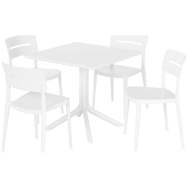 Frond and Form 4-Person Outdoor Square Dining Set - White