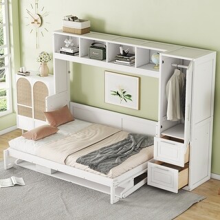 Multifunctional Design Full Size Murphy Bed Wall Bed with Closet and ...