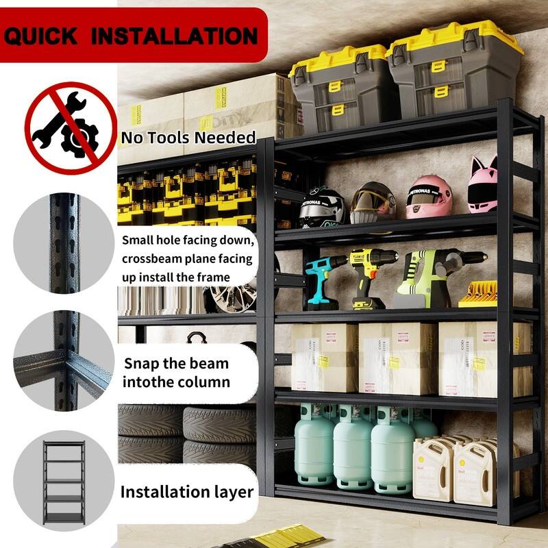 5-Tier Adjustable Heavy Duty Metal Storage Shelves, 2000 lbs, 63"/72"H