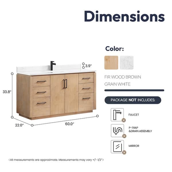 dimension image slide 3 of 16, San Single Bath Vanity with Composite Stone Top without Mirror