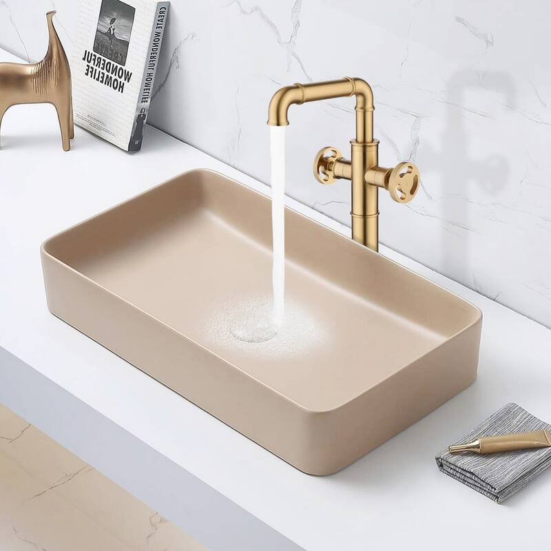 Modland Single Hole Bathroom Faucet with Dual Handle Deck Mounted Faucet 360° Swivel Spout