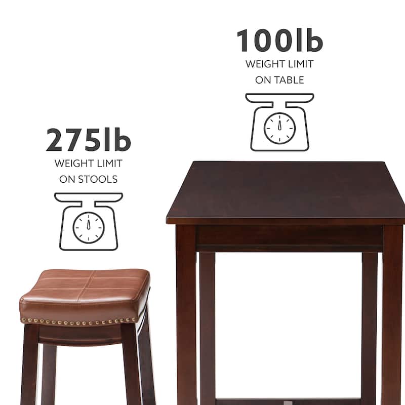 3-Piece Counter Table and Stools - 47.25" - Brown