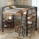 preview thumbnail 2 of 11, Metal Full Loft Bed with Built-in Desk, Storage Shelf and Ladder, Black