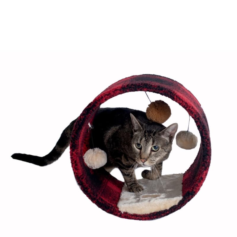 Real Wood Cat Hideaway Tunnel, Scotch Plaid