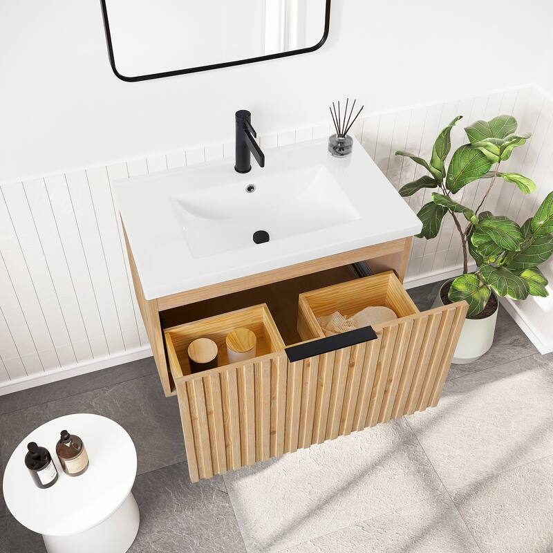Manila Floating Bath Vanity with Ceramic Basin Top without Mirror