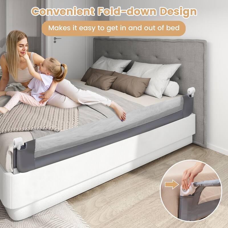 Gymax 71'' Toddler Foldable Bed Rail w/ Adjustable Safety Strap