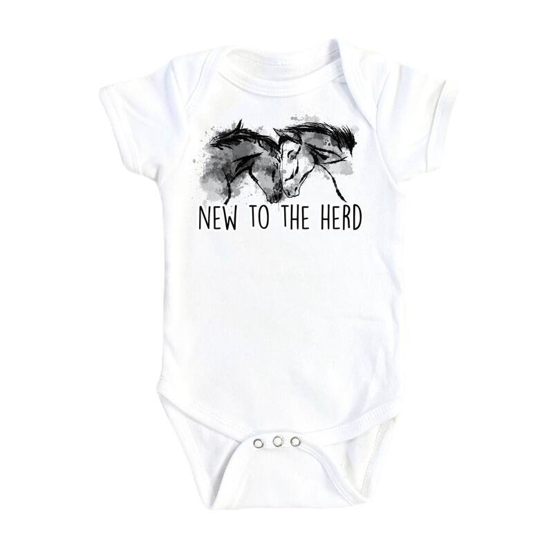 Horse Herd Ranch - Baby Boy Girl Clothes Infant Bodysuit Funny Cute Newborn - White - 0-3M