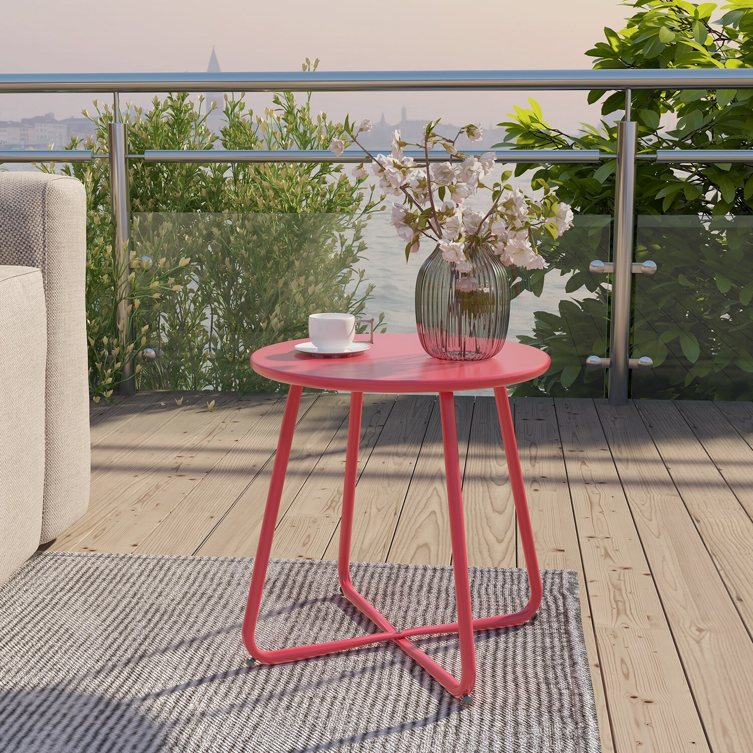 Red patio sales side table