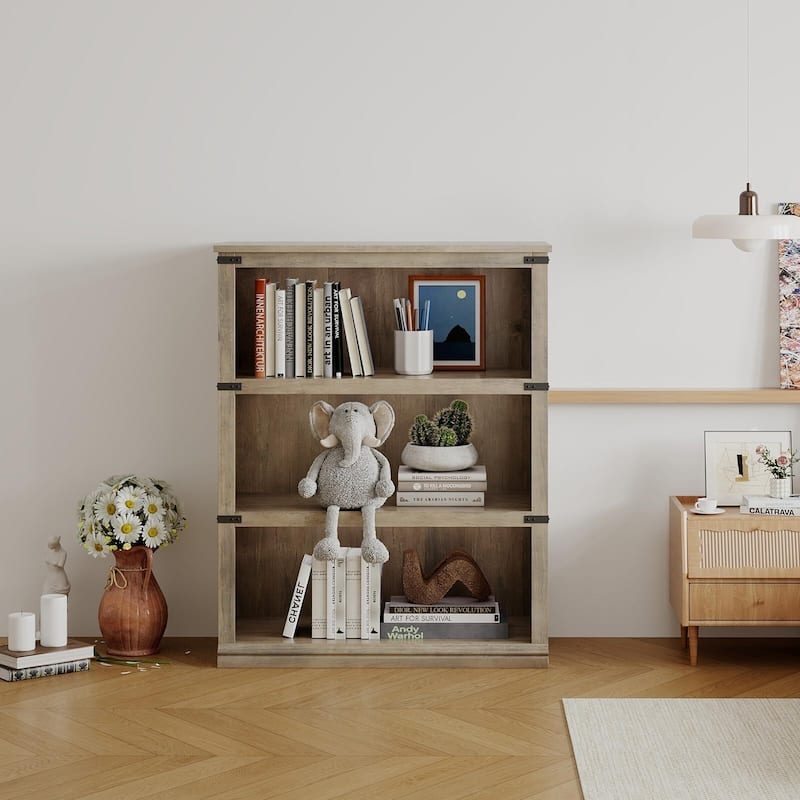 3 Tier Bookcase, Freestanding Wooden Bookshelf Storage Organizer Display Shelf